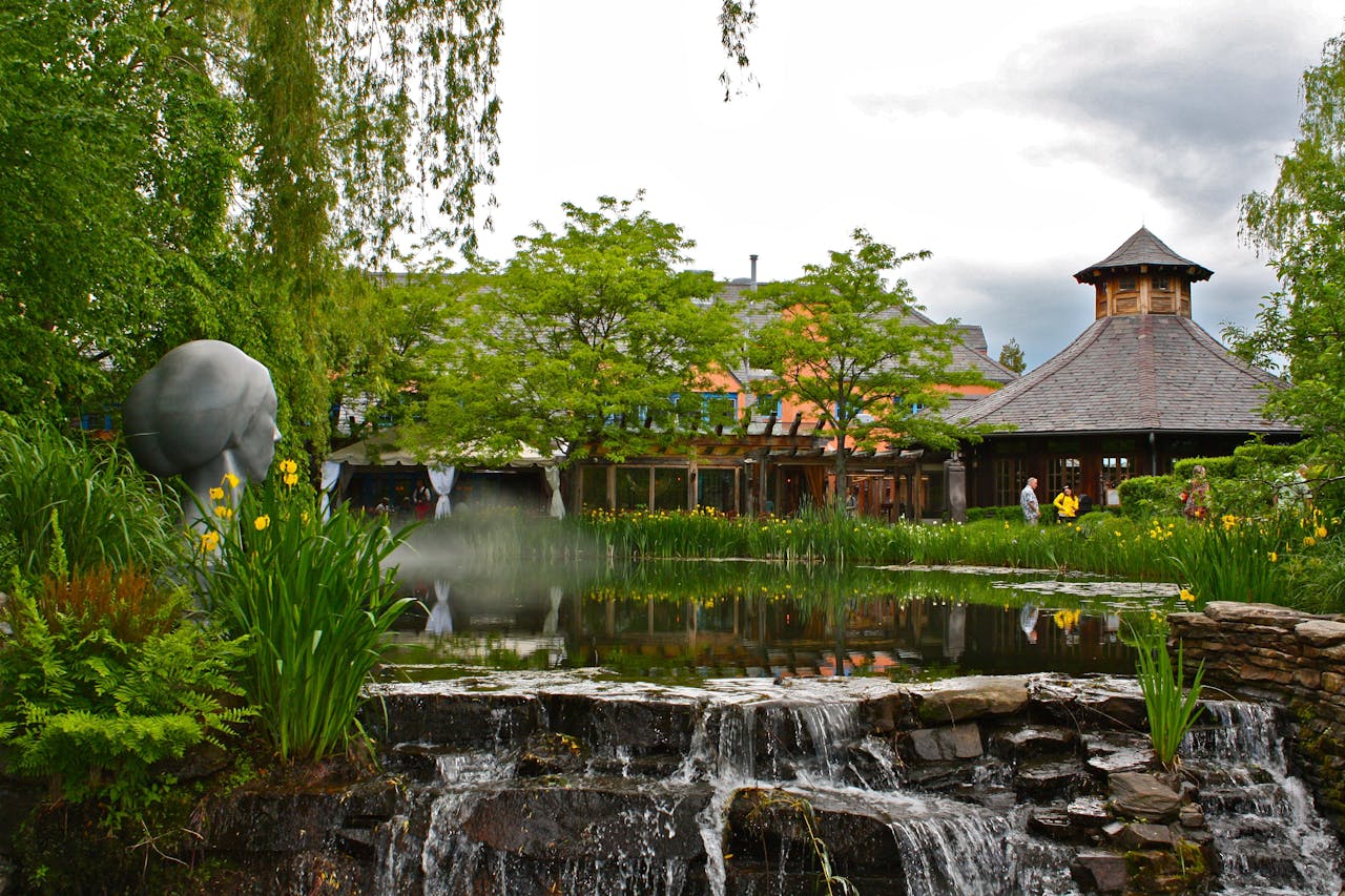 Tuin met waterval